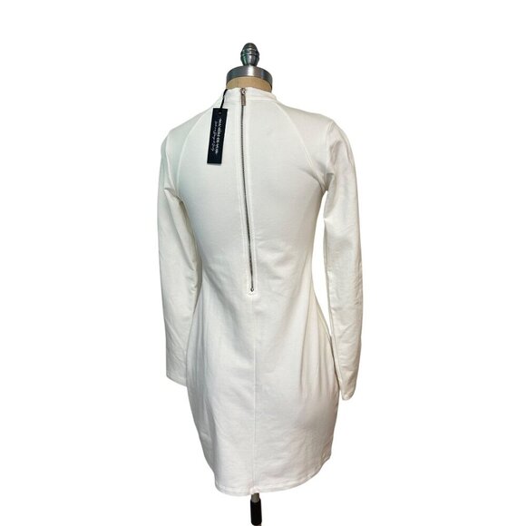 Manière De Voir White Graphic Long Sleeve Mini Dress  NWT 8 10 - Picture 3 of 5